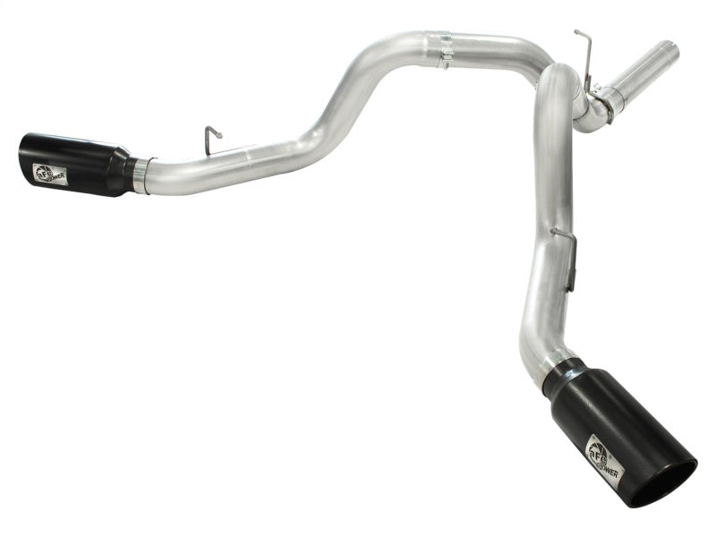Load image into Gallery viewer, aFe MACHForce XP Exhaust Aluminized Dual Split DPF Back 11-15 GM Diesel Truck V8-6.6L (td) (BLK tip)
