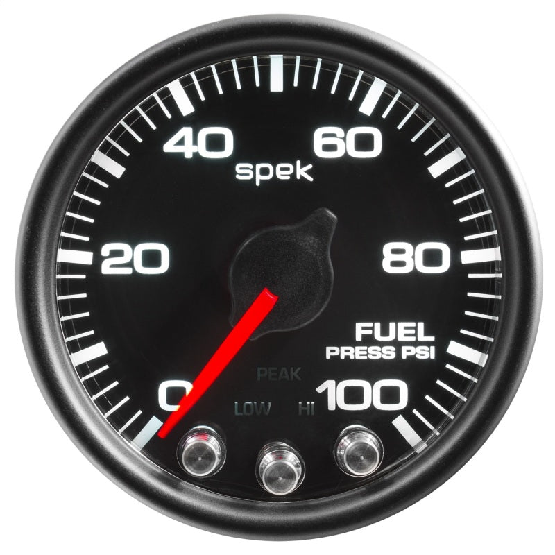 Load image into Gallery viewer, Autometer Spek-Pro Gauge Fuel Press 2 1/16in 100psi Stepper Motor W/Peak &amp; Warn Blk/Blk
