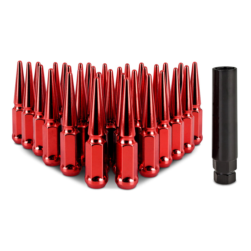 Load image into Gallery viewer, Mishimoto Mishimoto Steel Spiked Lug Nuts M14 x 1.5 32pc Set Red
