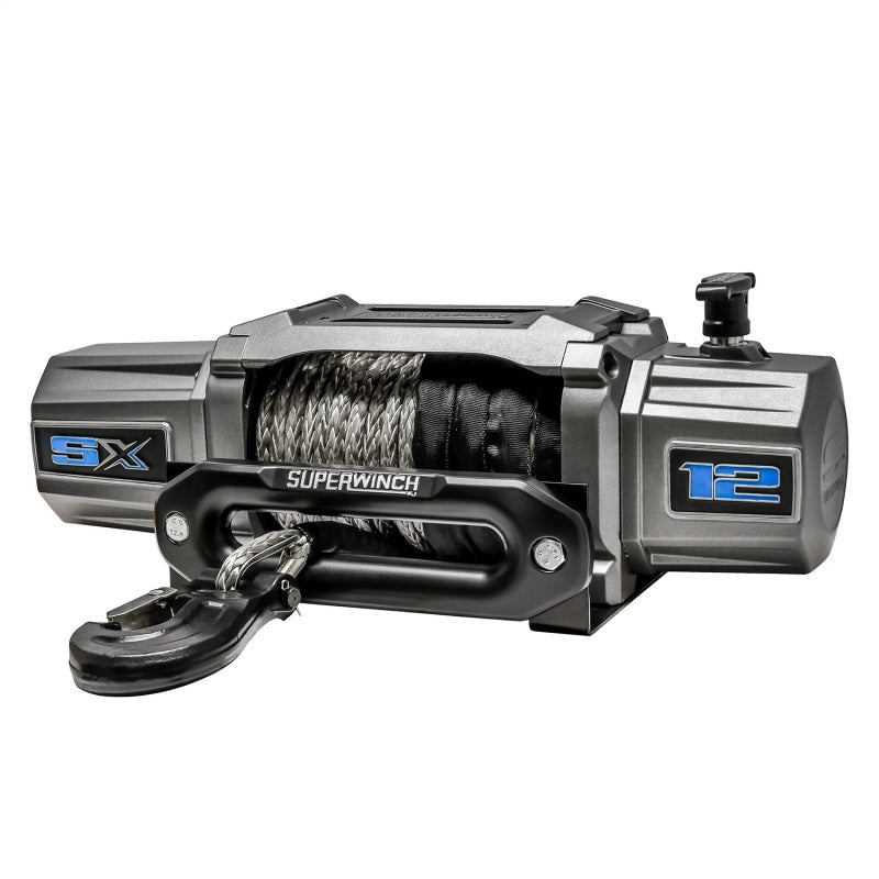 Load image into Gallery viewer, Superwinch 12000 LBS 12V DC 3/8in x 80ft Synthetic Rope SX 12000SR Winch - Graphite
