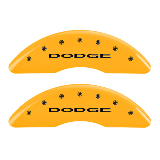 MGP 4 Caliper Covers Engraved Front & Rear Dodge Yellow Finish Black Char 2010 Dodge Ram 3500