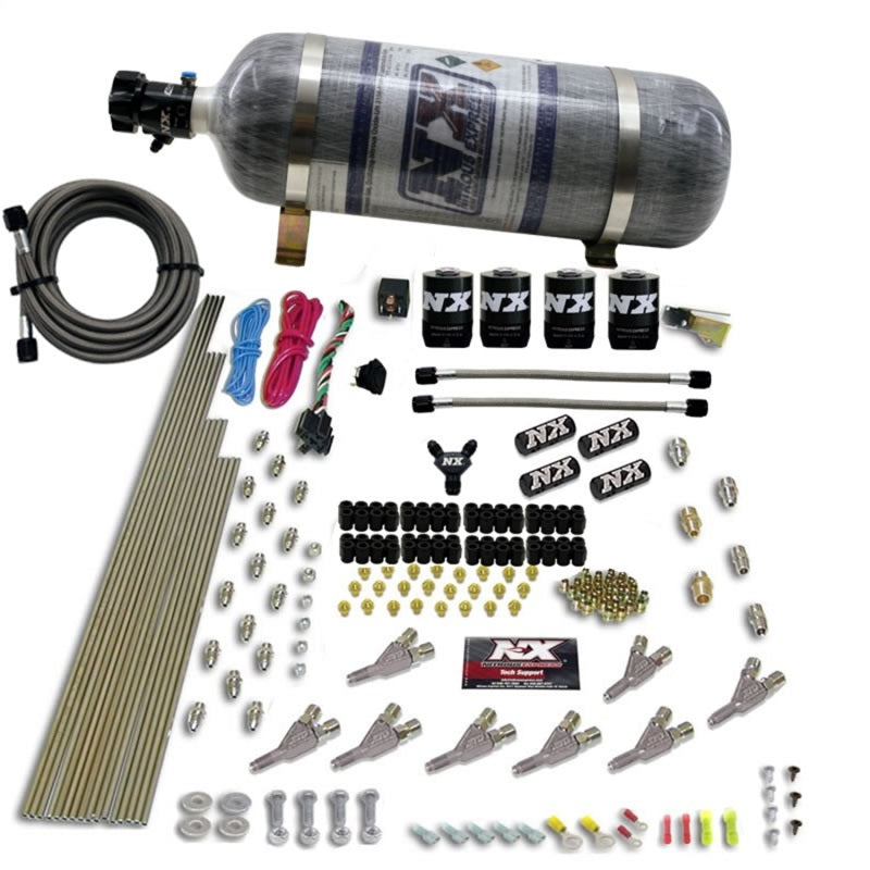 Load image into Gallery viewer, Nitrous Express STD Nozzle Nitrous Kit (200-500HP) Gas w//Dist Block &amp; 4 Solenoids w/15lb Bottle
