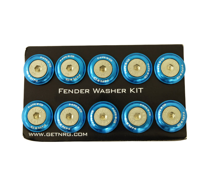 Load image into Gallery viewer, NRG Fender Washer Kit w/Rivets For Plastic (Blue) - Set of 10
