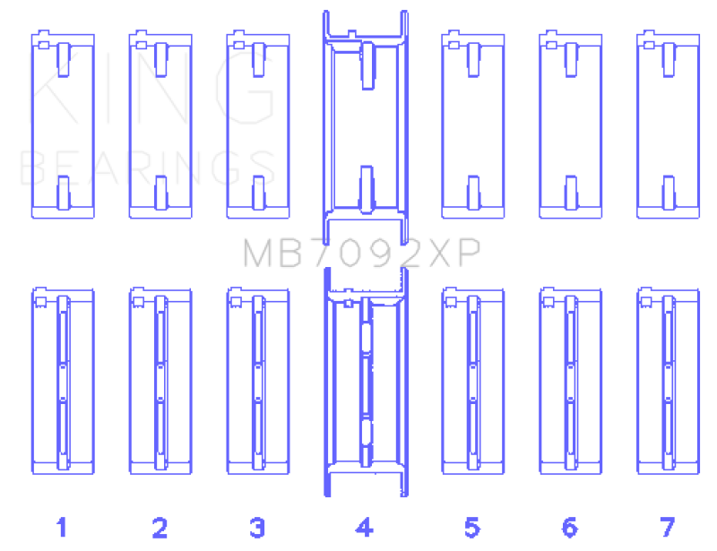 Load image into Gallery viewer, King Engine Bearings Nissan RB26DETT Performance Main Bearing Set - Size +0.25mm
