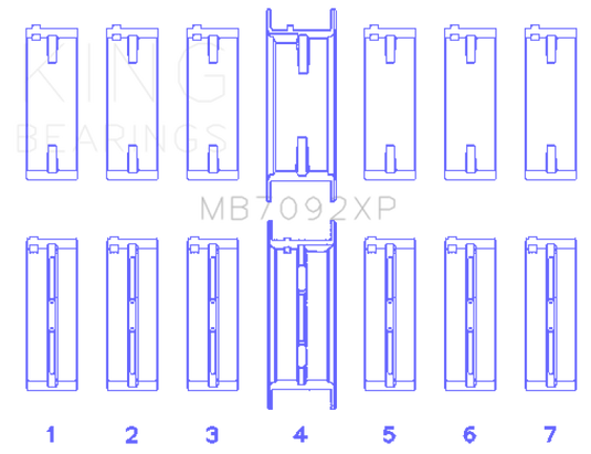 King Engine Bearings Nissan RB26DETT Performance Main Bearing Set - Size +0.25mm
