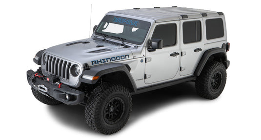 Rhino-Rack 07-10 Jeep Wrangler 2 Door SUV Heavy Duty RLT600 Track Mount 2 Bar Roof Rack - Black