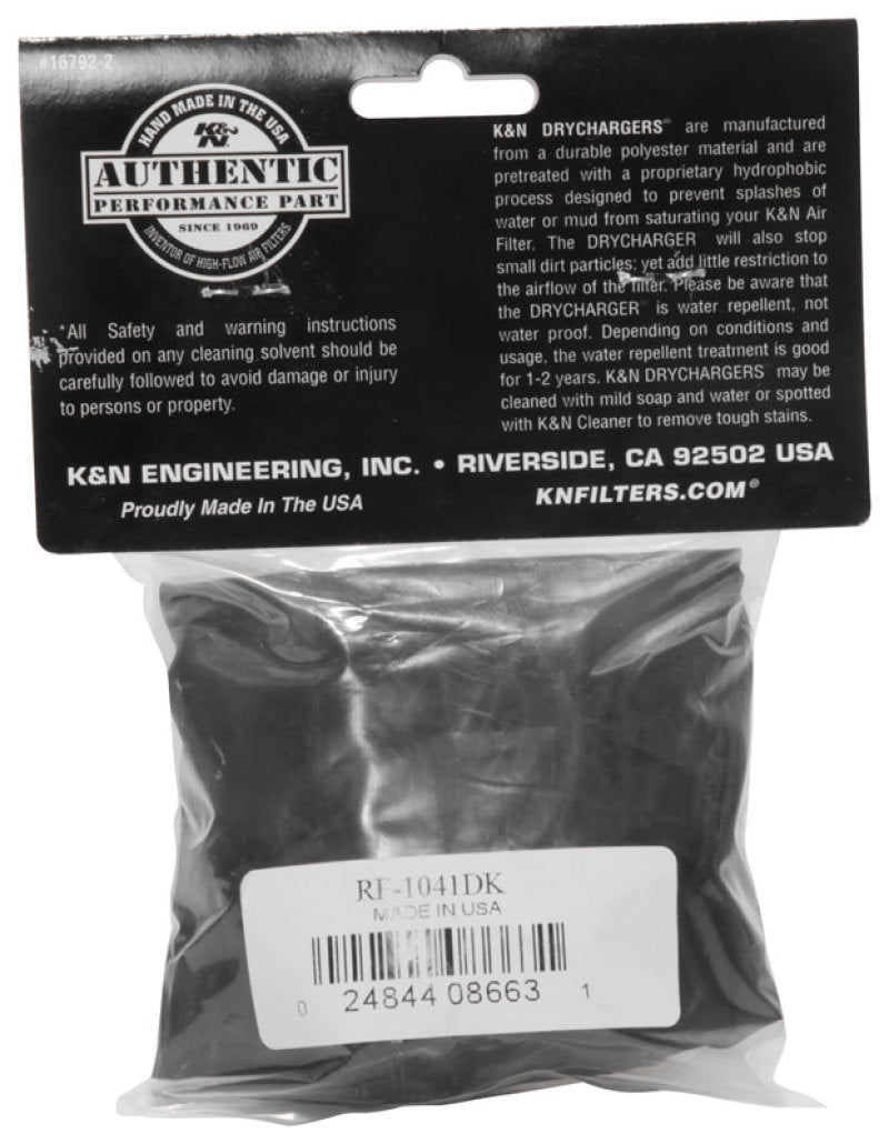 Load image into Gallery viewer, K&amp;N Black Drycharger Round Tapered Custom Air Filter Wrap
