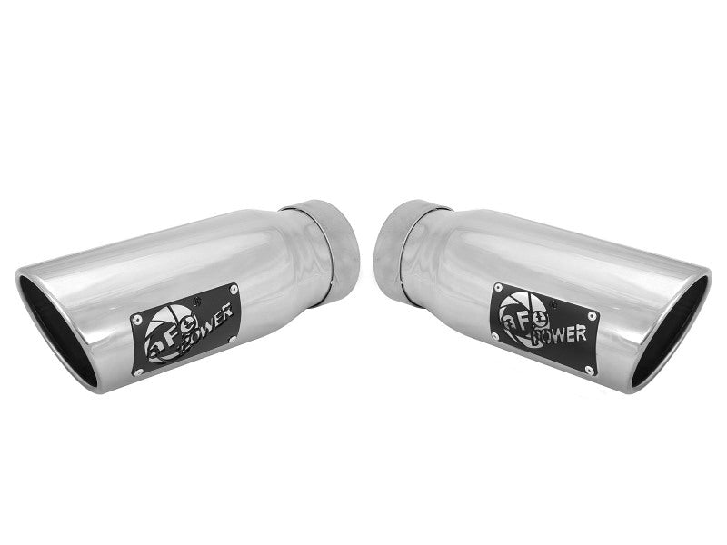 Load image into Gallery viewer, aFe MACHForce-XP 304 Stainless Steel Polished Exhaust Tip 3.5in x 4.5in Out x 12in L Clamp-On
