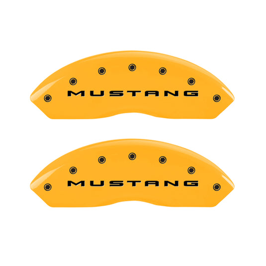 MGP 4 Caliper Covers Engraved Front 2015/Mustang Engraved Rear 2015/37 Yellow finish black ch