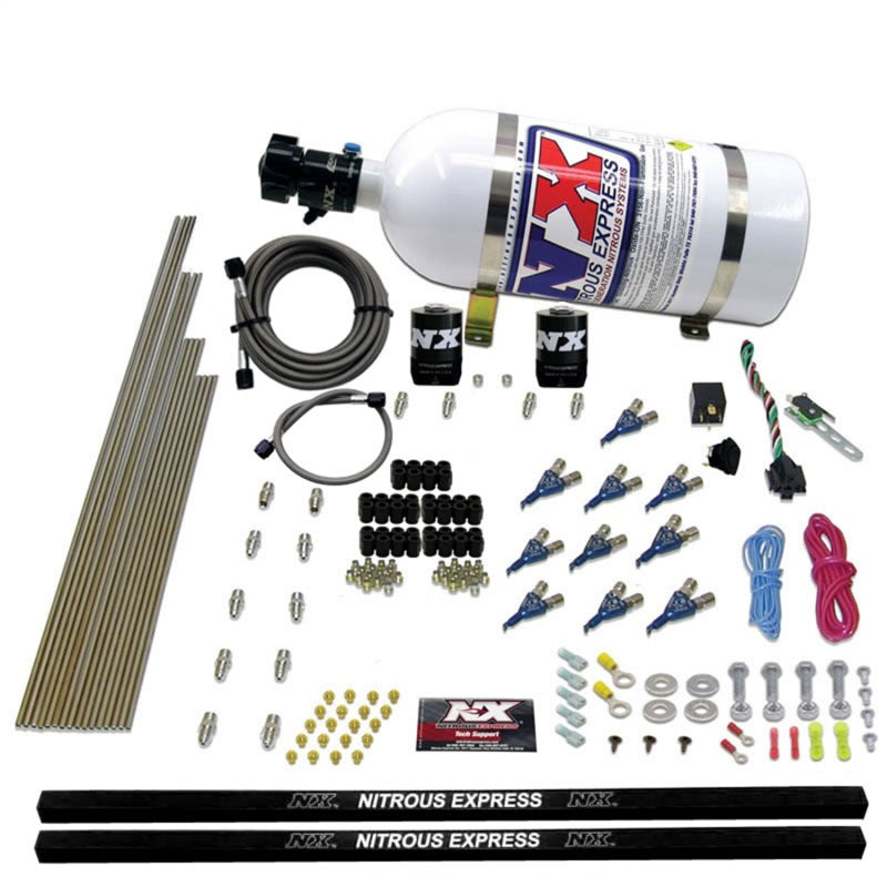 Load image into Gallery viewer, Nitrous Express 10 Cyl Piranha Nozzle Direct Port Nitrous Kit (250-500HP) w/10lb Bottle
