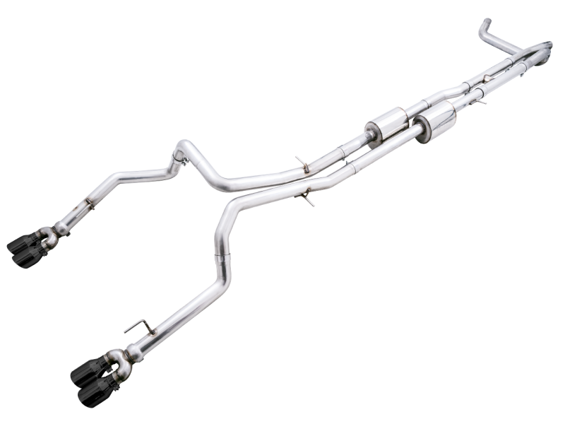 Load image into Gallery viewer, AWE Tuning 4th Gen GM 1500 6.2L 0FG Cat-Back Split Rear Exit (w/ Bumper Cutouts) - Quad Diamond Tips
