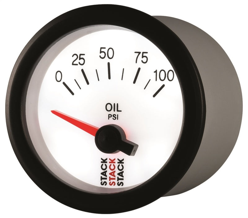 Load image into Gallery viewer, Autometer Stack 52mm 0-100 PSI 1/8in NPTF Electric Oil Pressure Gauge - White
