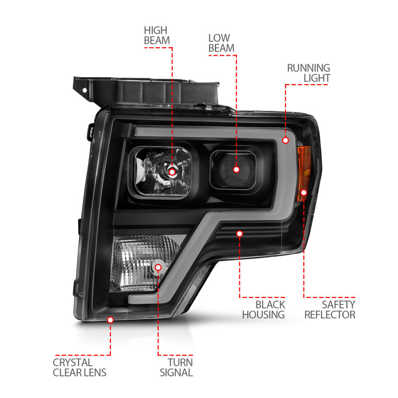 Load image into Gallery viewer, ANZO 2009-2014 Ford F-150 Projector Light Bar H.L Black Amber
