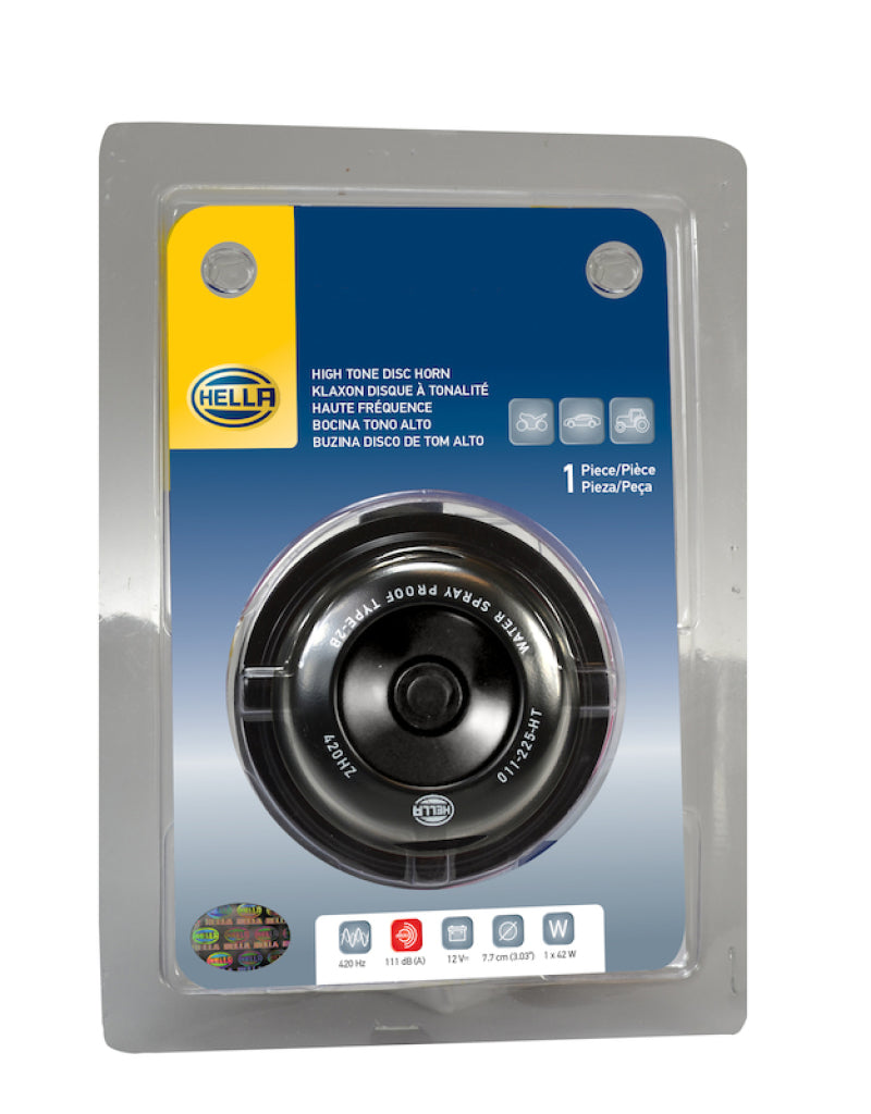 Load image into Gallery viewer, Hella Horn Bl Blk Disc Ht 77Mm 12V Univ
