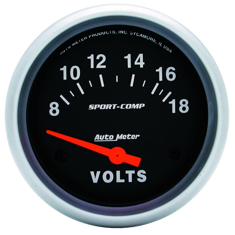 Load image into Gallery viewer, Autometer Sport-Comp 2 5/8in 8-18 Volt Short Sweep Electric Voltmeter Gauge
