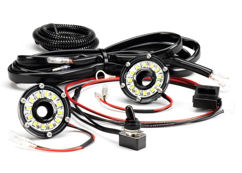 Load image into Gallery viewer, KC HiLiTES Cyclone 2in. LED Universal Under Hood Lighting Kit (Incl. 2 Cyclone Lights/Switch/Wiring)
