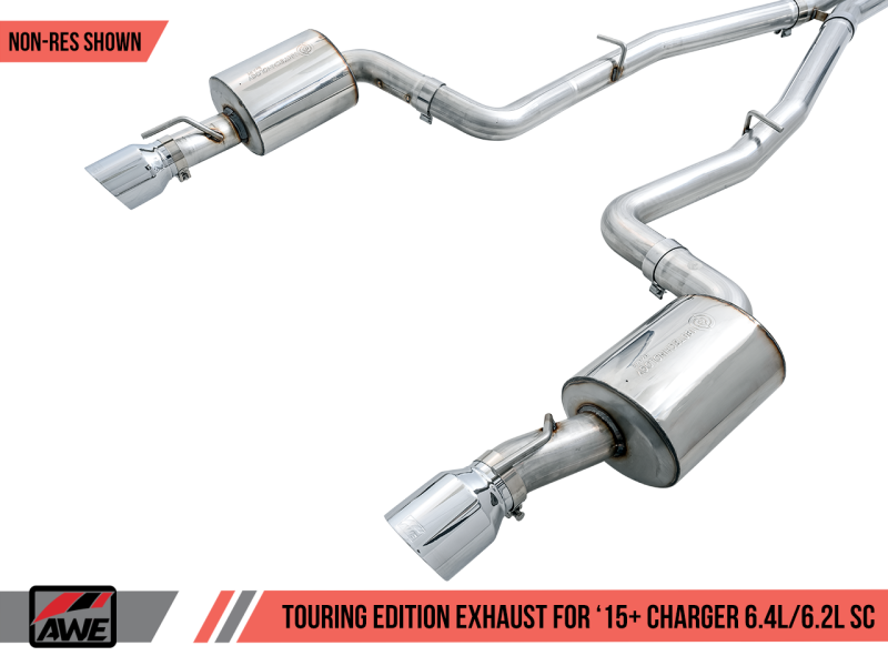 Load image into Gallery viewer, AWE Tuning 2015+ Dodge Charger 6.4L/6.2L SC Non-Resonated Touring Edition Exhaust - Silver Tips
