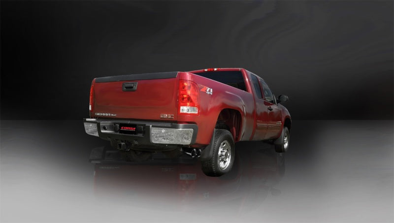 Load image into Gallery viewer, Corsa 11-13 GMC Sierra 6.0L V8 3in Cat-Back Single Side w Twin 4in Black Pro-Series Tips
