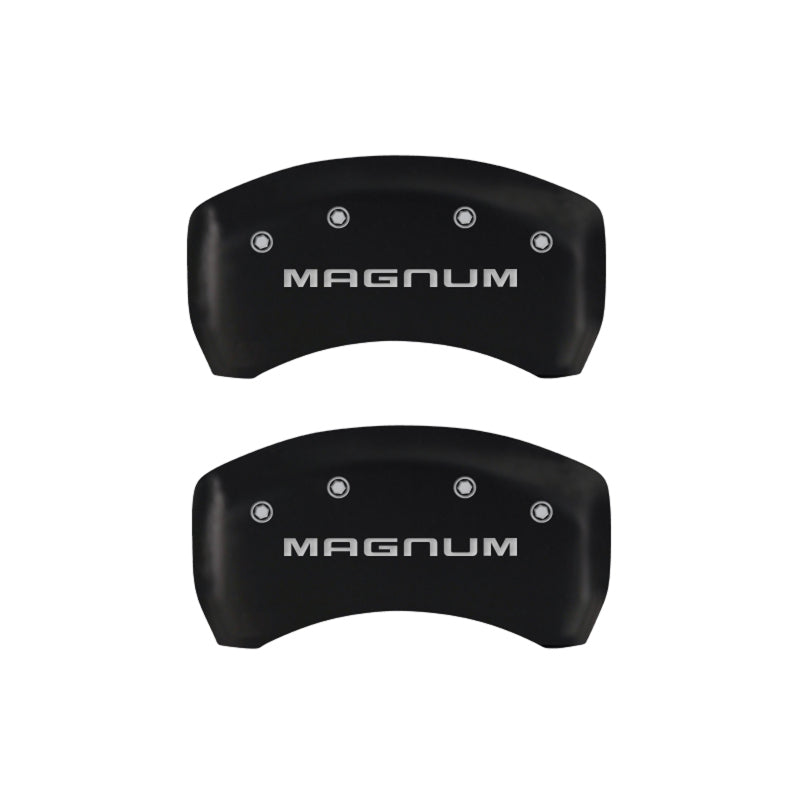 Load image into Gallery viewer, MGP 4 Caliper Covers Engraved Front &amp; Rear Magnum Red finish silver ch
