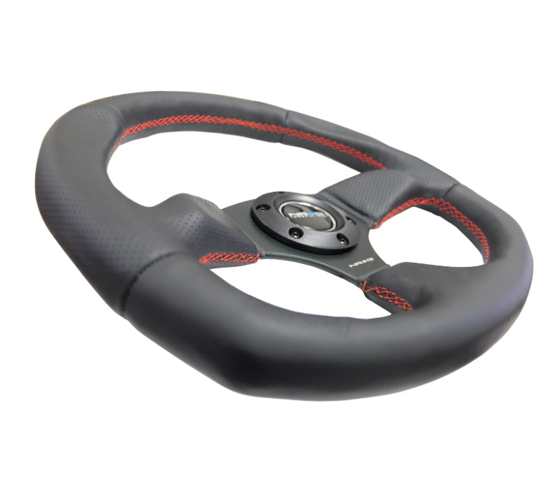 Load image into Gallery viewer, NRG Reinforced Steering Wheel (320mm Horizontal / 330mm Vertical) Leather w/Red Stitching
