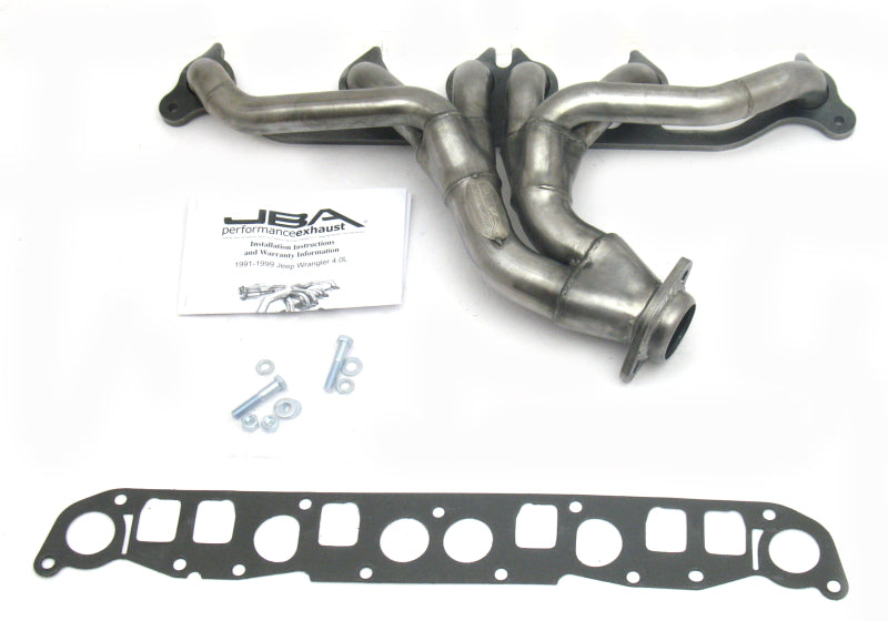 Load image into Gallery viewer, JBA 91-99 Jeep 4.0L 1-1/2in Primary Raw 409SS Cat4Ward Header
