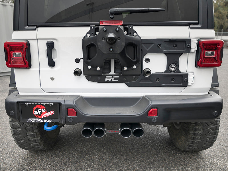 Load image into Gallery viewer, aFe Rebel Series 2.5in 304 SS Cat-Back Exhaust w/ Black Tip 18-20 Jeep Wrangler (JL)

