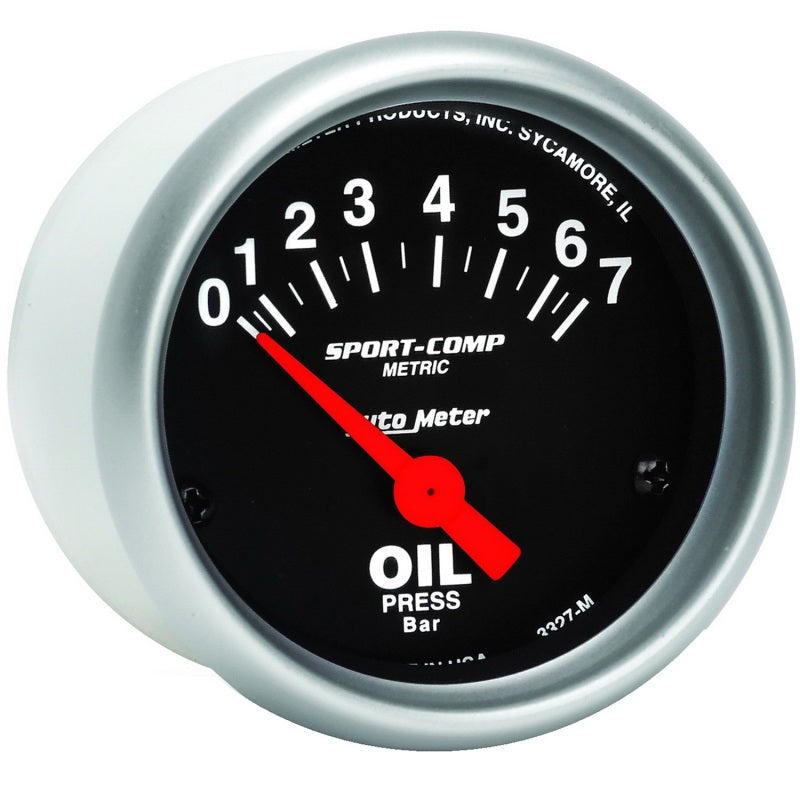 Load image into Gallery viewer, Autometer Sport-Comp 52mm 0-7 Bar Short Sweep Electronic Oil Pressure Gauge
