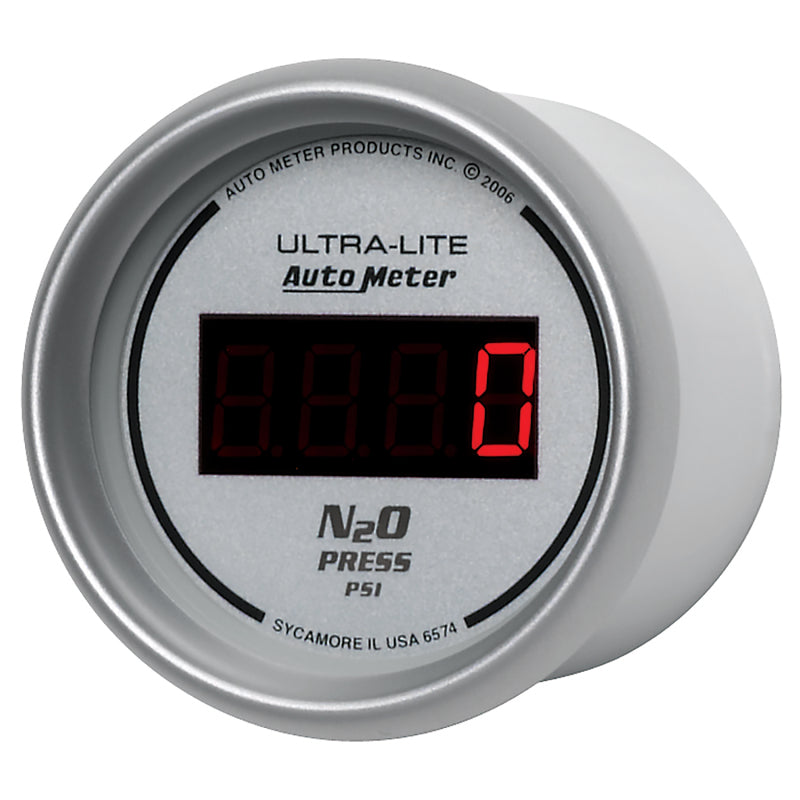 Load image into Gallery viewer, Autometer Ultra-Lite 2-1/16in 1600 PSI Digital Nitrous Pressure Gauge - Silver
