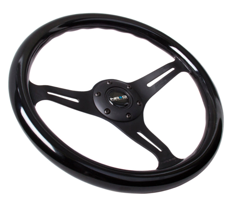 Load image into Gallery viewer, NRG Classic Wood Grain Steering Wheel (350mm) Black Paint Grip w/Black 3-Spoke Center

