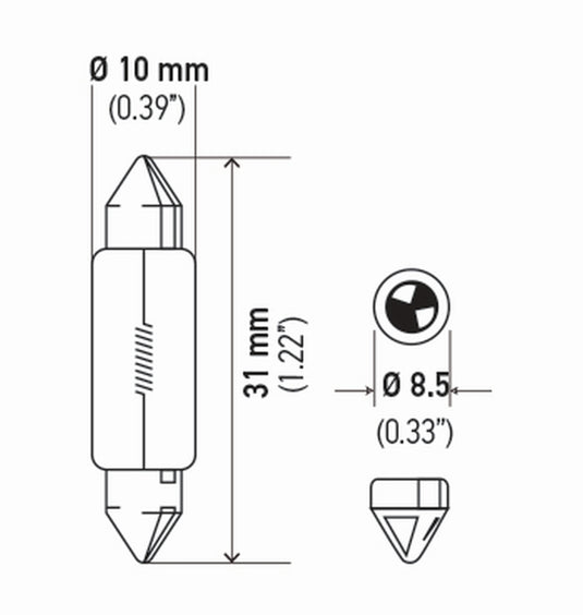 Hella Bulb 6411 12V 10W Sv858 T325 10X41(2)