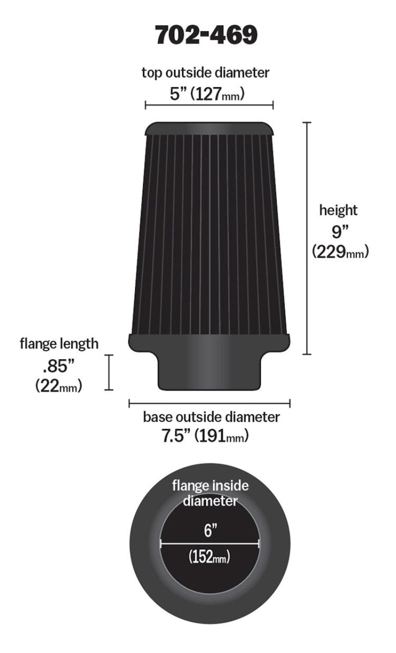 Load image into Gallery viewer, Airaid Universal Air Filter - Cone 6 x 7 1/4 x 5 x 9 - Blue SynthaMax

