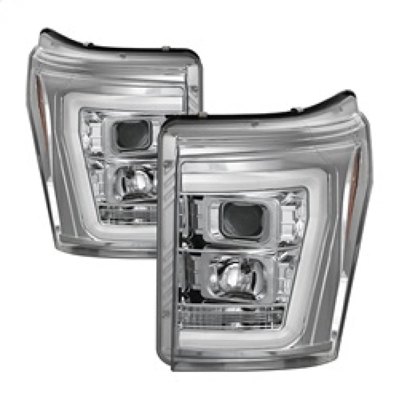 Load image into Gallery viewer, Spyder 11-16 Ford F-250/F-350 V2 Projector Headlights - Light Bar DRL - Chrome PRO-YD-FS11V2-LB-C
