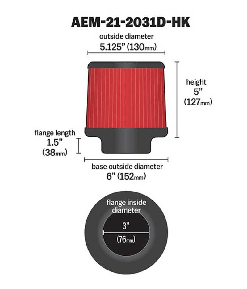 Load image into Gallery viewer, AEM Dryflow 3in. X 5in. Round Tapered Air Filter
