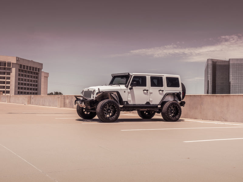 Load image into Gallery viewer, Road Armor 07-18 Jeep Wrangler JK Stealth Front Fender Flare Body Armor w/LED DRL - Tex Blk
