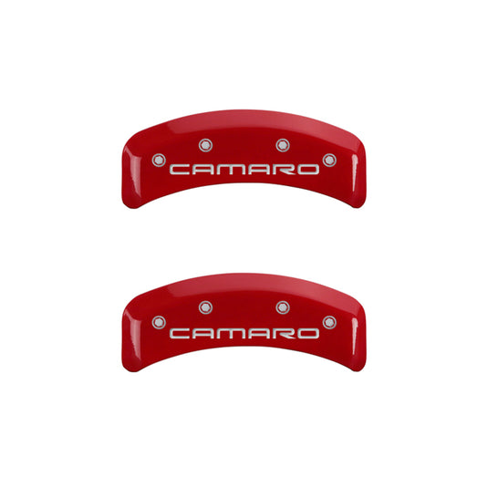 MGP 4 Caliper Covers Engraved Front & Rear Gen 4/Camaro Red finish silver ch