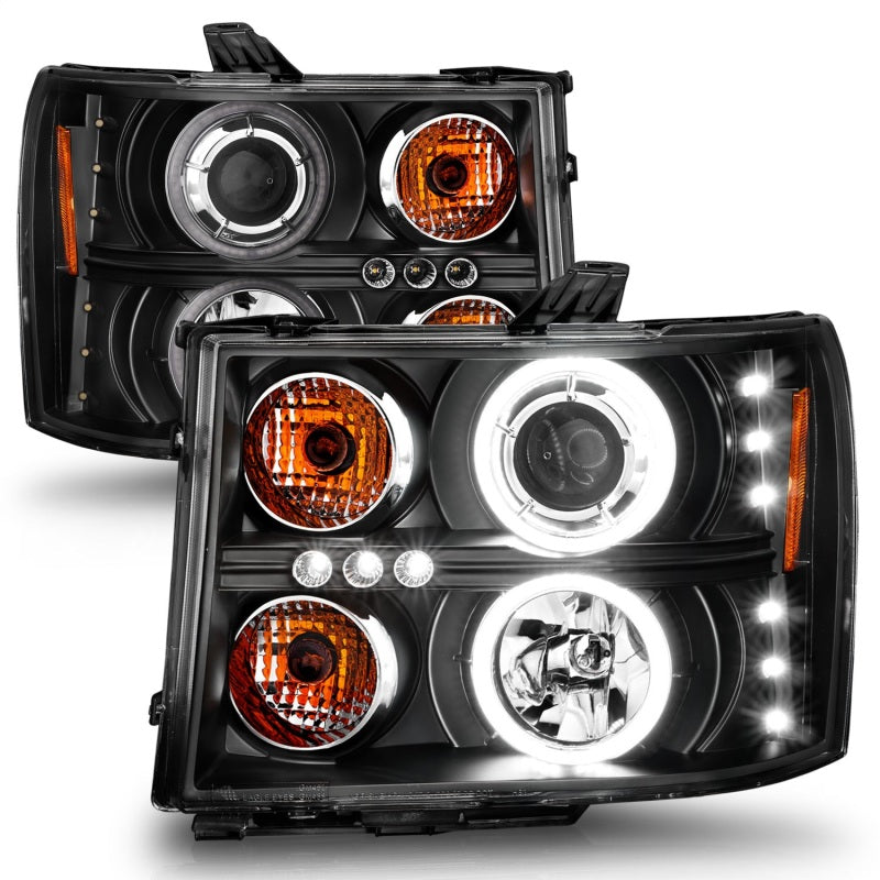 Load image into Gallery viewer, ANZO 2007-2013 Gmc Sierra 1500 Projector Headlights w/ Halo Black
